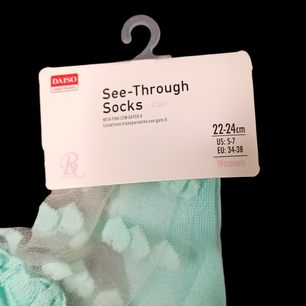 Daiso Girls See-Through Socks Cat - Picture 4 of 4